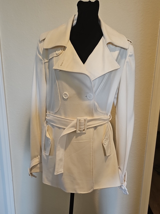 Charlotte Russe Jackets & Blazers - Charlotte Russe Cream Double-Breasted Trench Coat with Belt